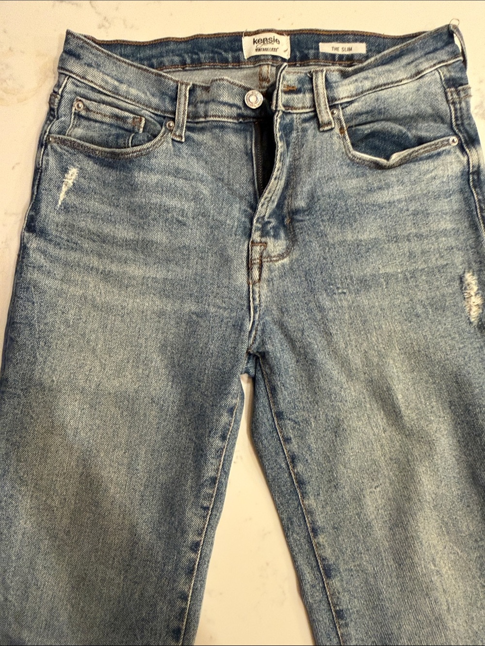 Kensie Light Blue Slim Distressed Jeans